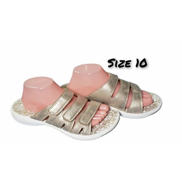 Coral Bay Gold Multiple Adjustable Strap Open Toe Sandals - Size 10 - Picture 10 of 10